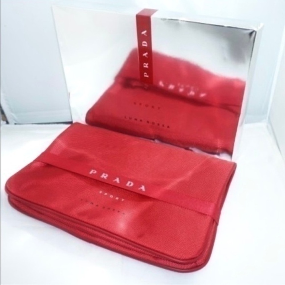 AUTHENTIC Prada red cosmetics toiletries travel or sports bag - Picture 16 of 16